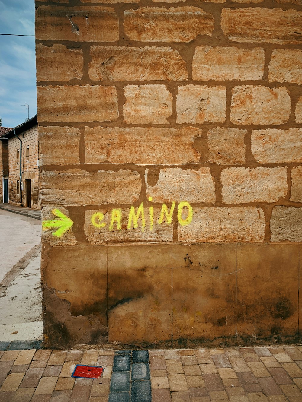 yellow text on wall