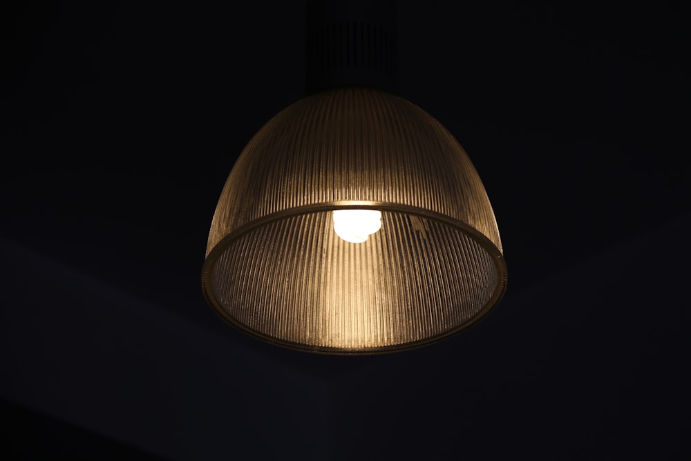 turned on pendant lamp