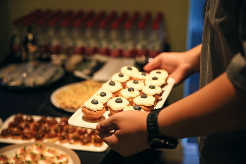 pastry filled ceramic tray