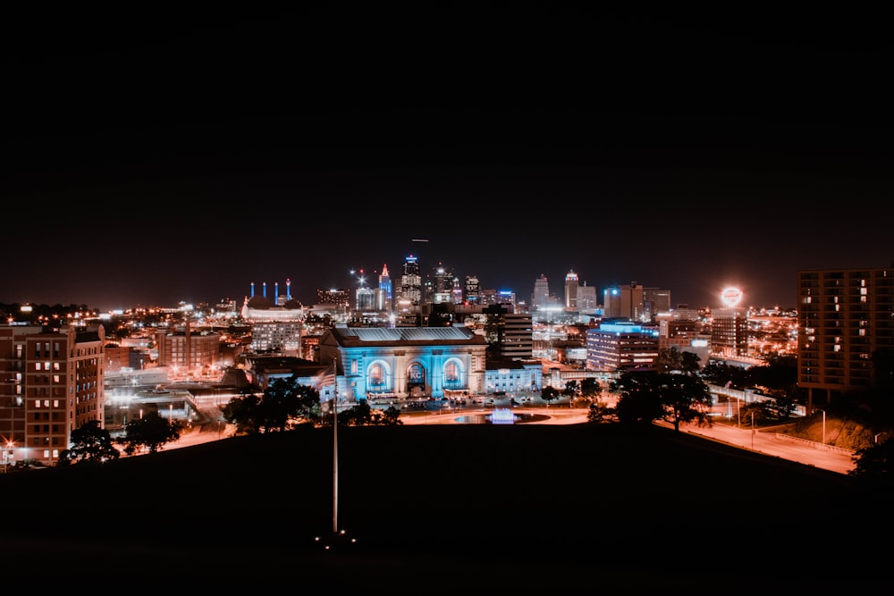 building during nighttime with lights