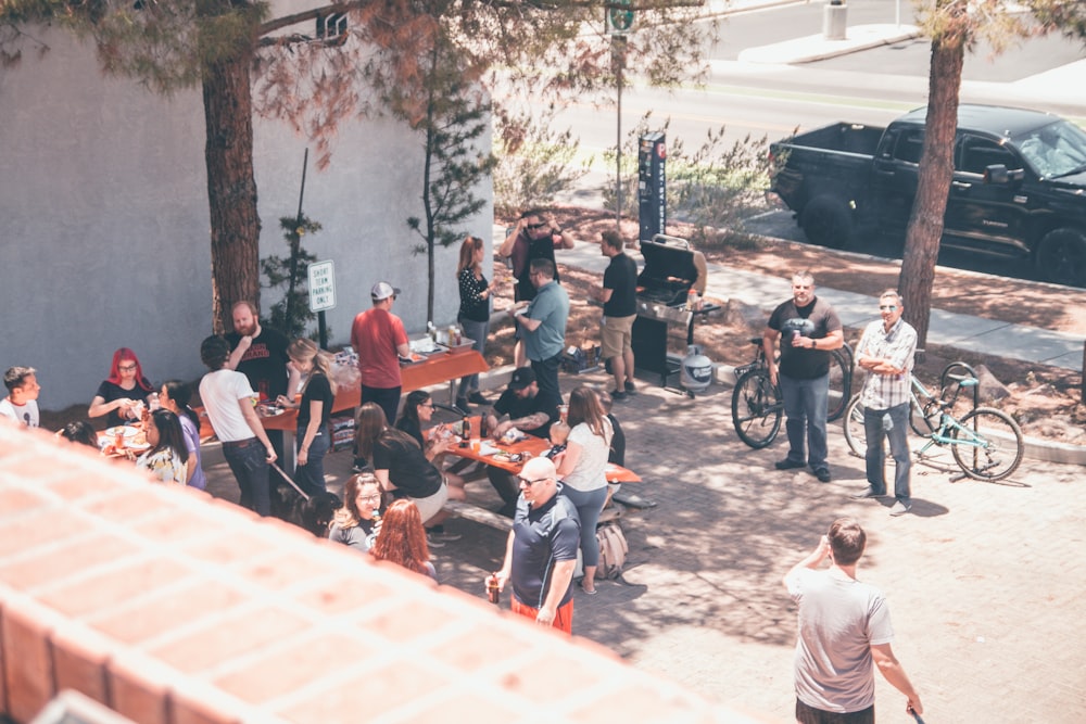 people near trees