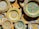 multicolored floral plates