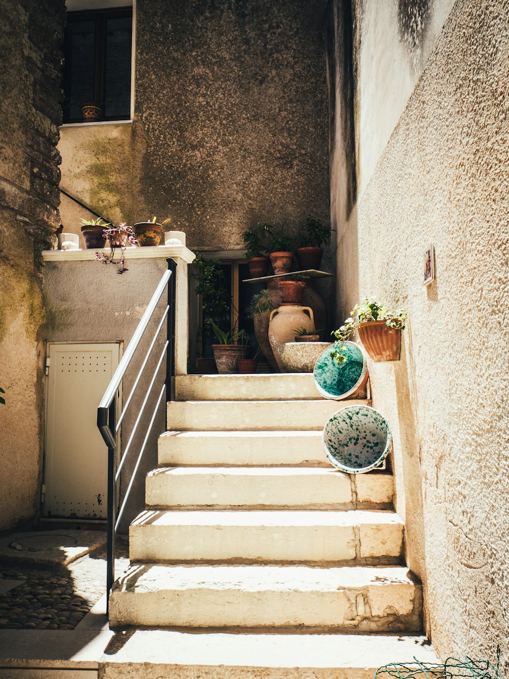 white concrete stairs scenery