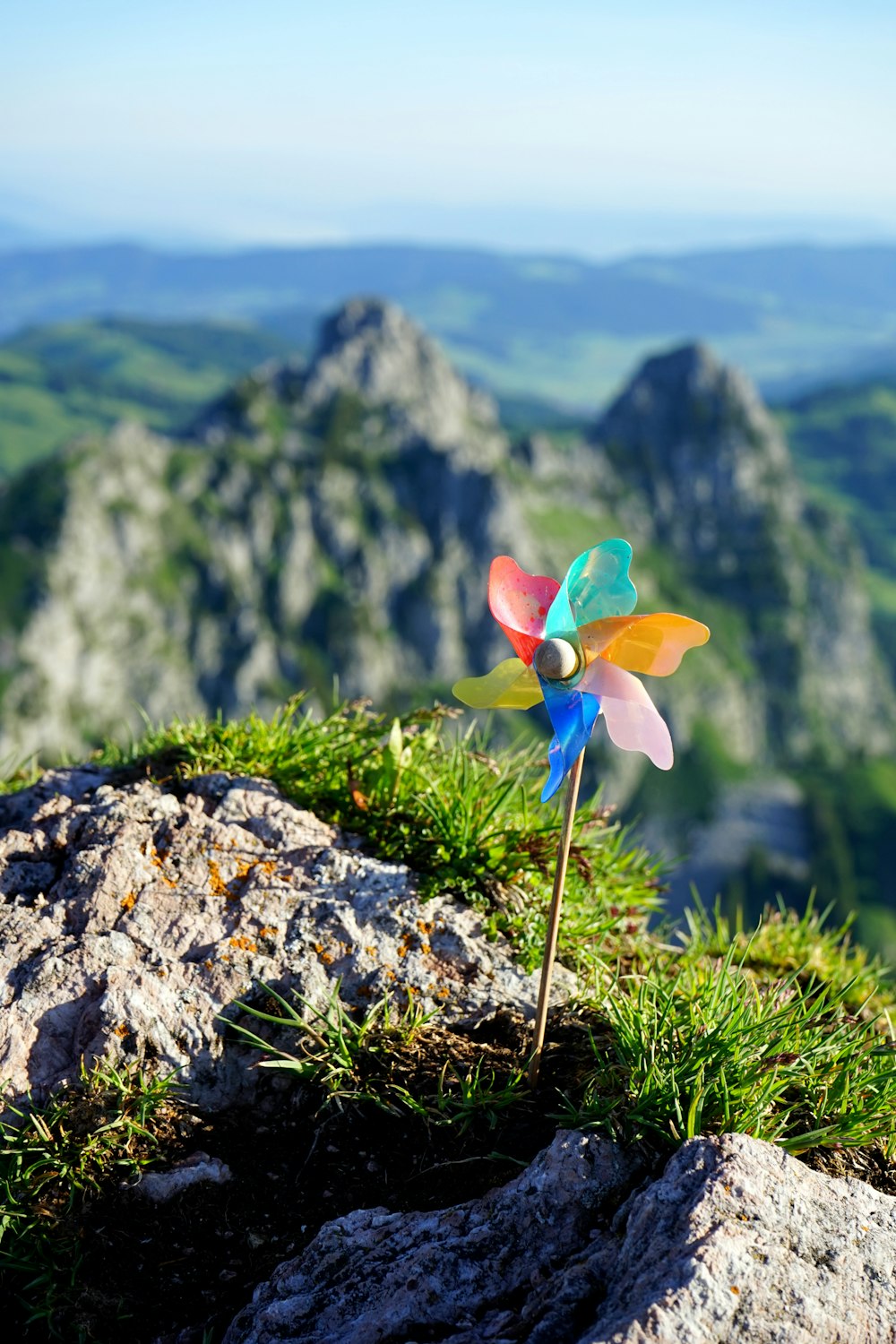 multicolored propeller mountain