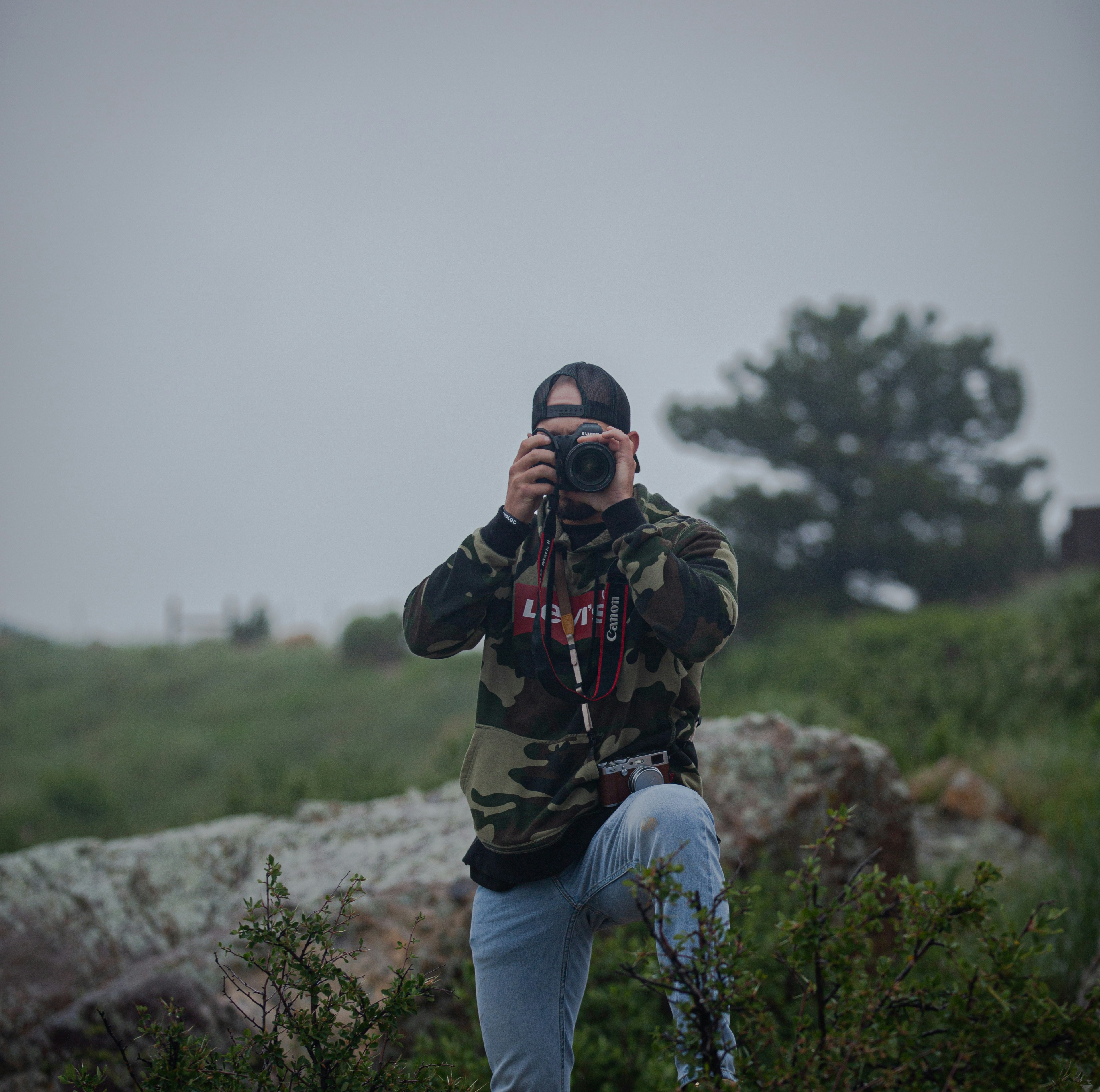 a man taking a picture of himself with a camera