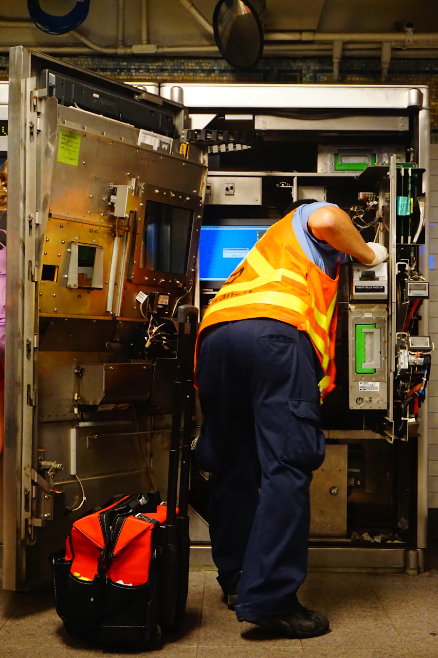 Technician servicing HVAC equipment