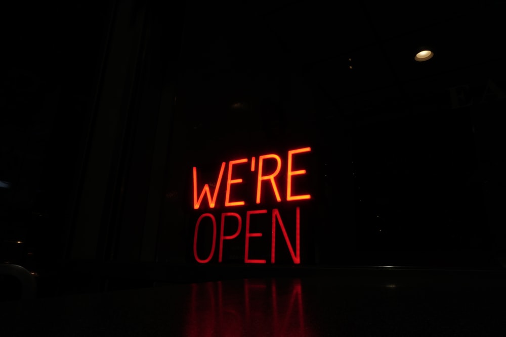 We'Re Open LED signage