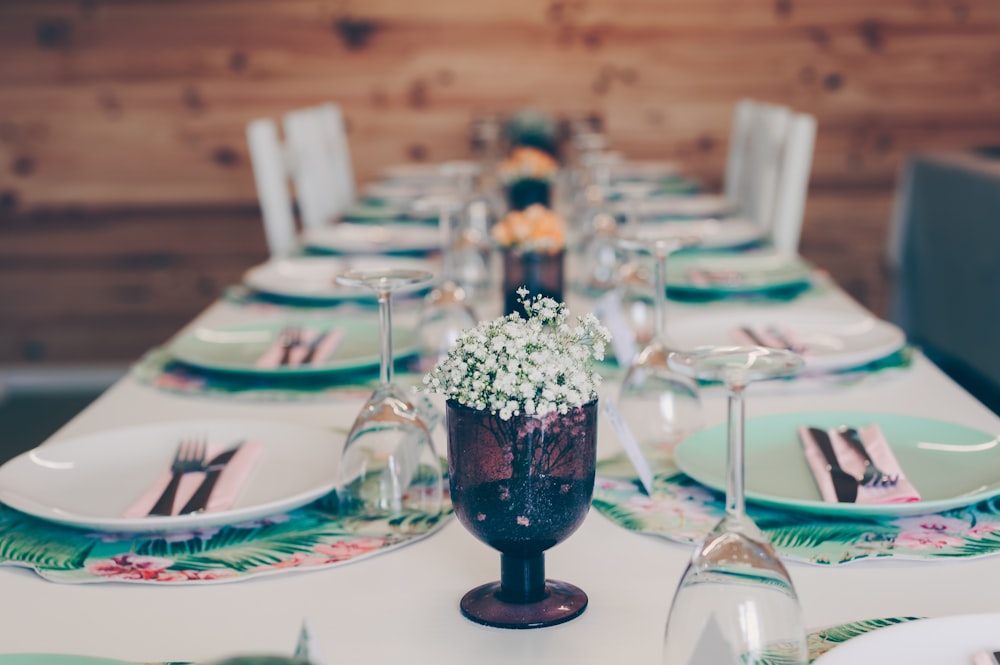 table neatly set up in the room