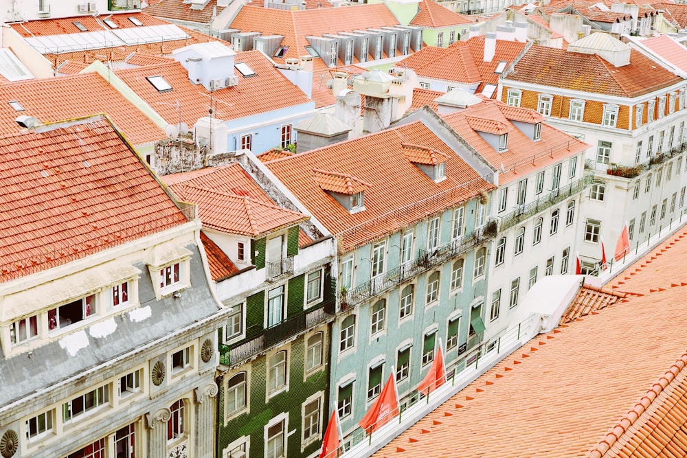 aerial photography of white and brown buildings