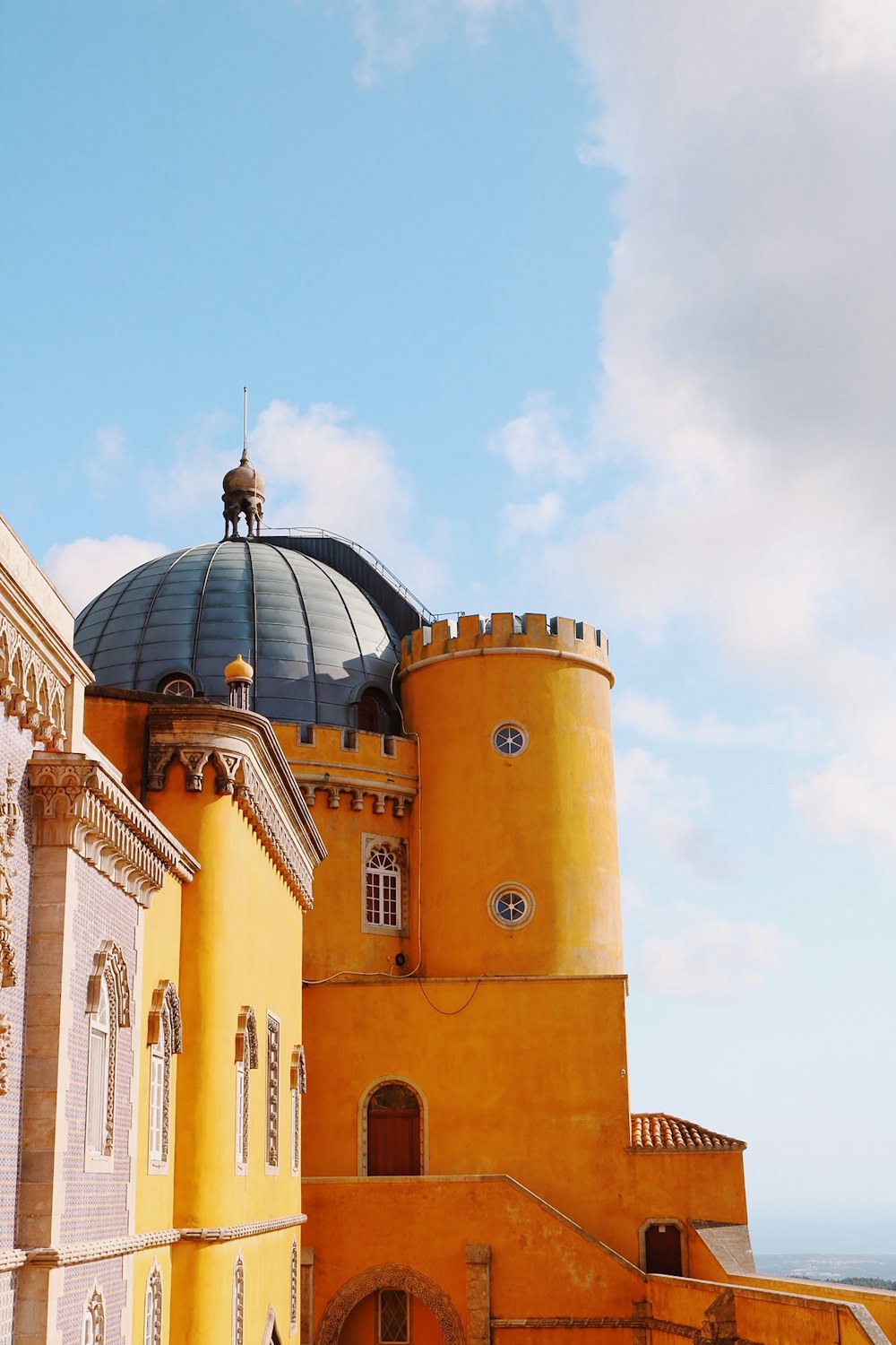 orange and grey castle turret