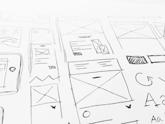 Modern website design mockup framed by thin light gray lines