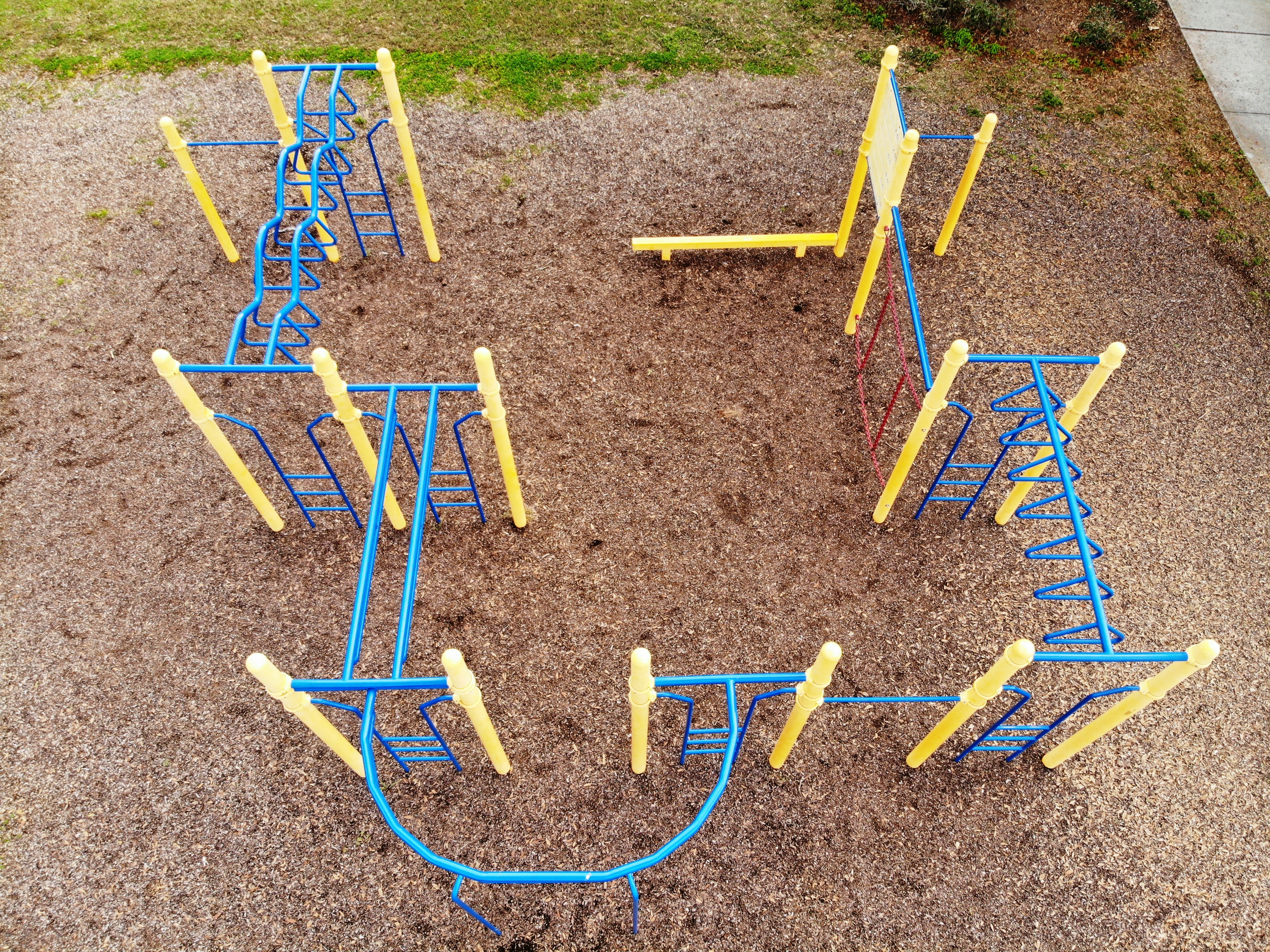 blue and yellow playground with no people
