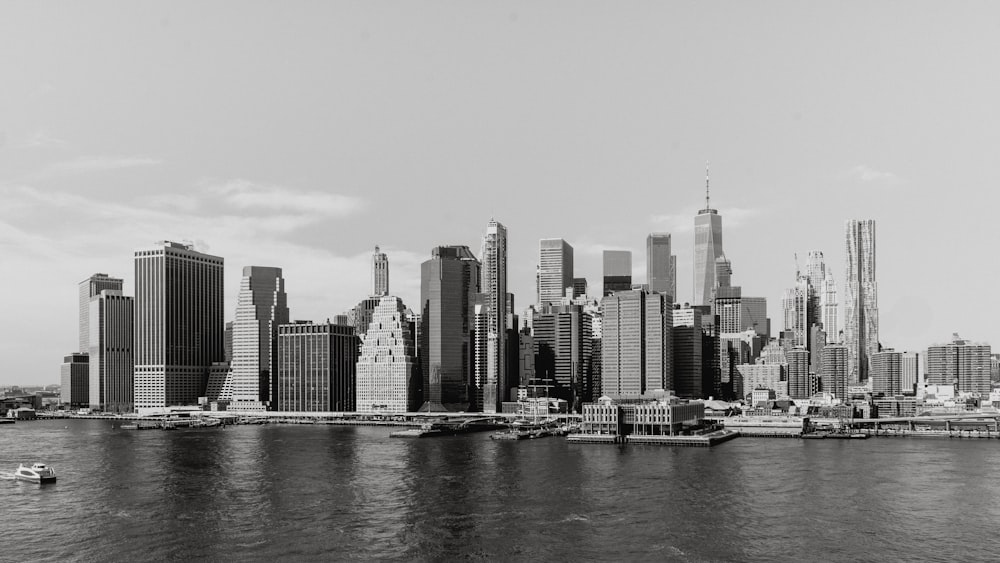 grayscale photography of city buildings