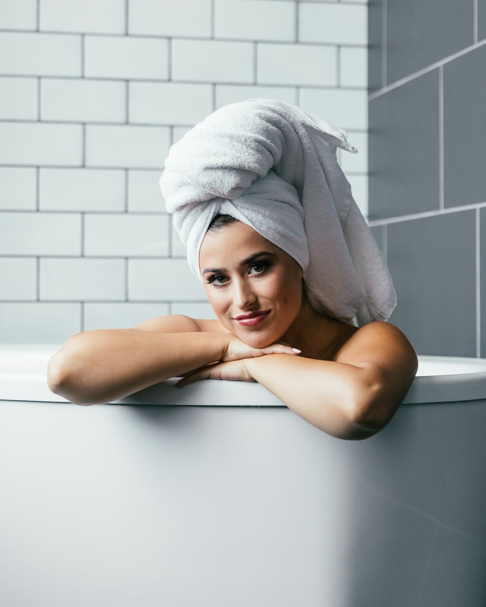 woman inside bathtub