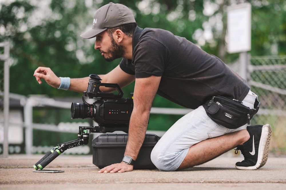 man crouching