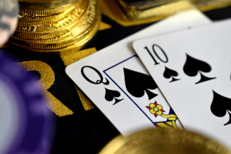 Close-up of casino chips and cards symbolizing bonus offers.