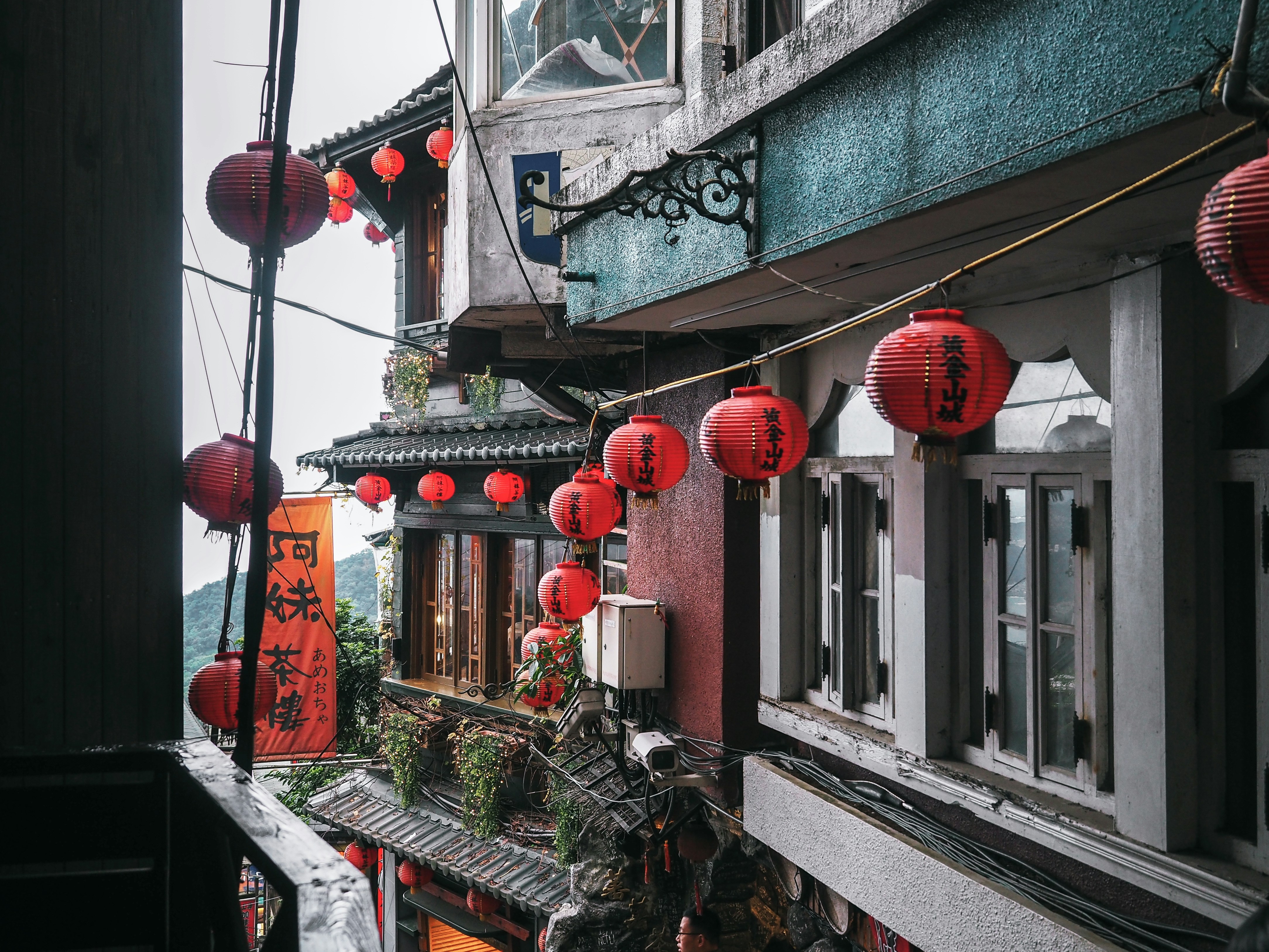 red-and-black chinese lanterns