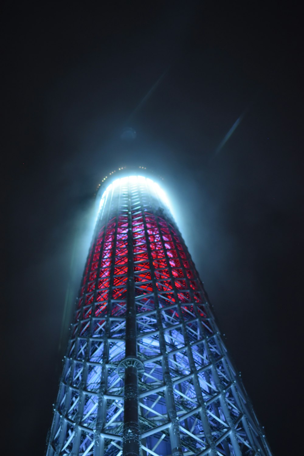 low angle view of lighted tower