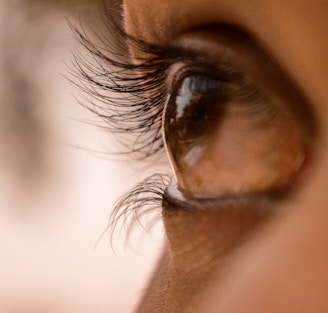 close view of woman's right eye