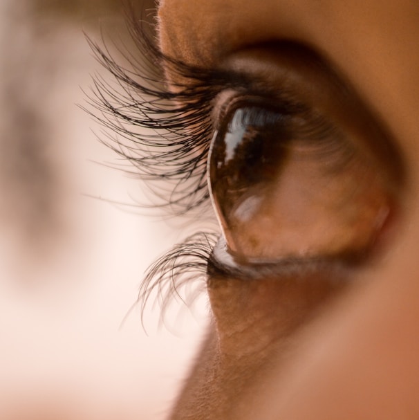 close view of woman's right eye