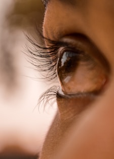 close view of woman's right eye
