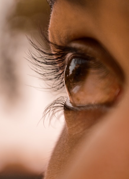 close view of woman's right eye