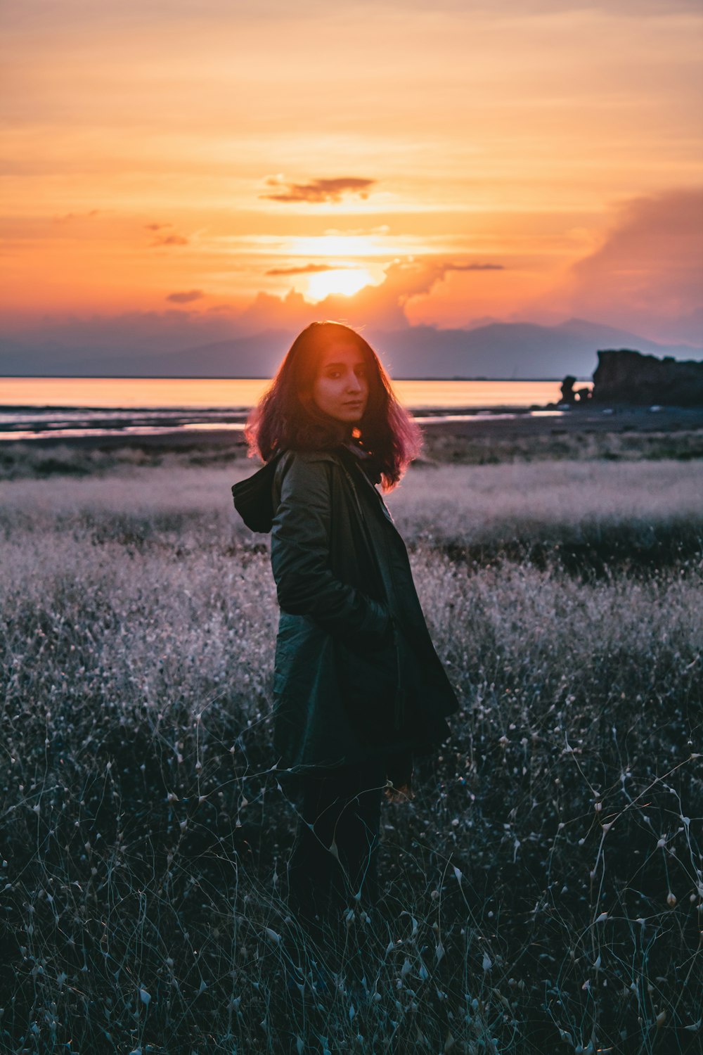 woman standing on field