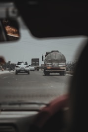 vehicles at the road view inside driver seat