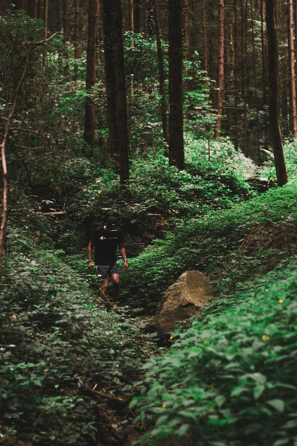 man walking on pathway