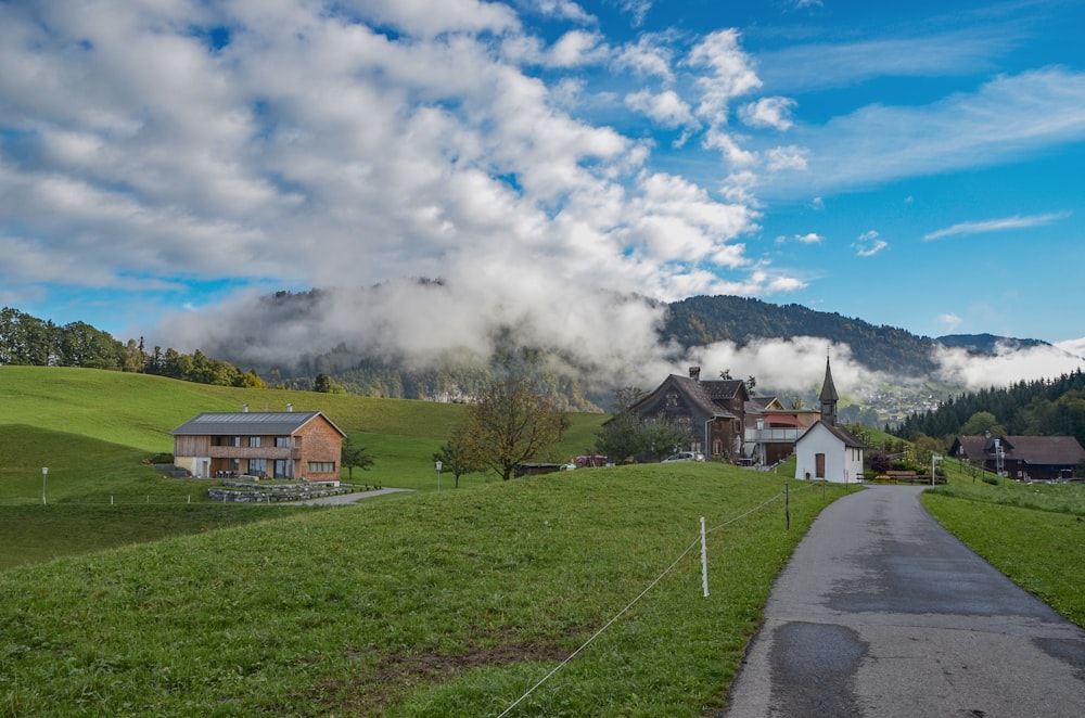 houses near mountain