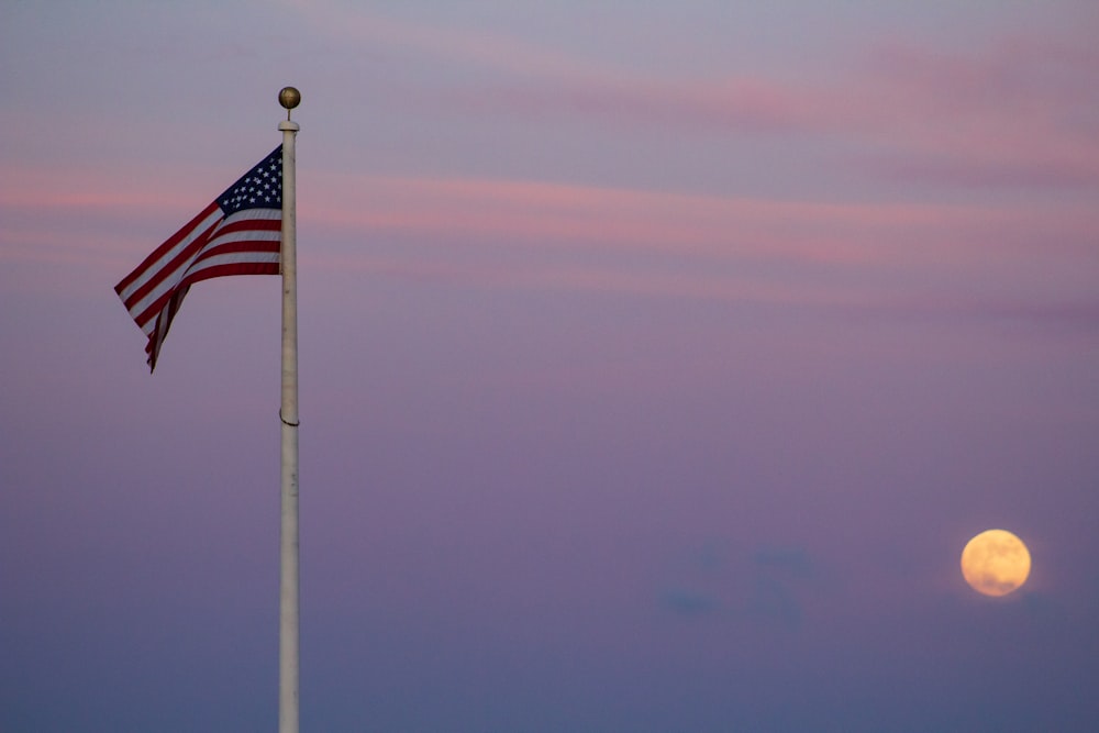 flag of USA with pole