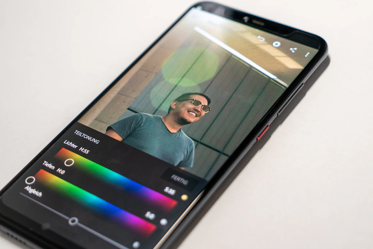 A smartphone showing a photo editing screen