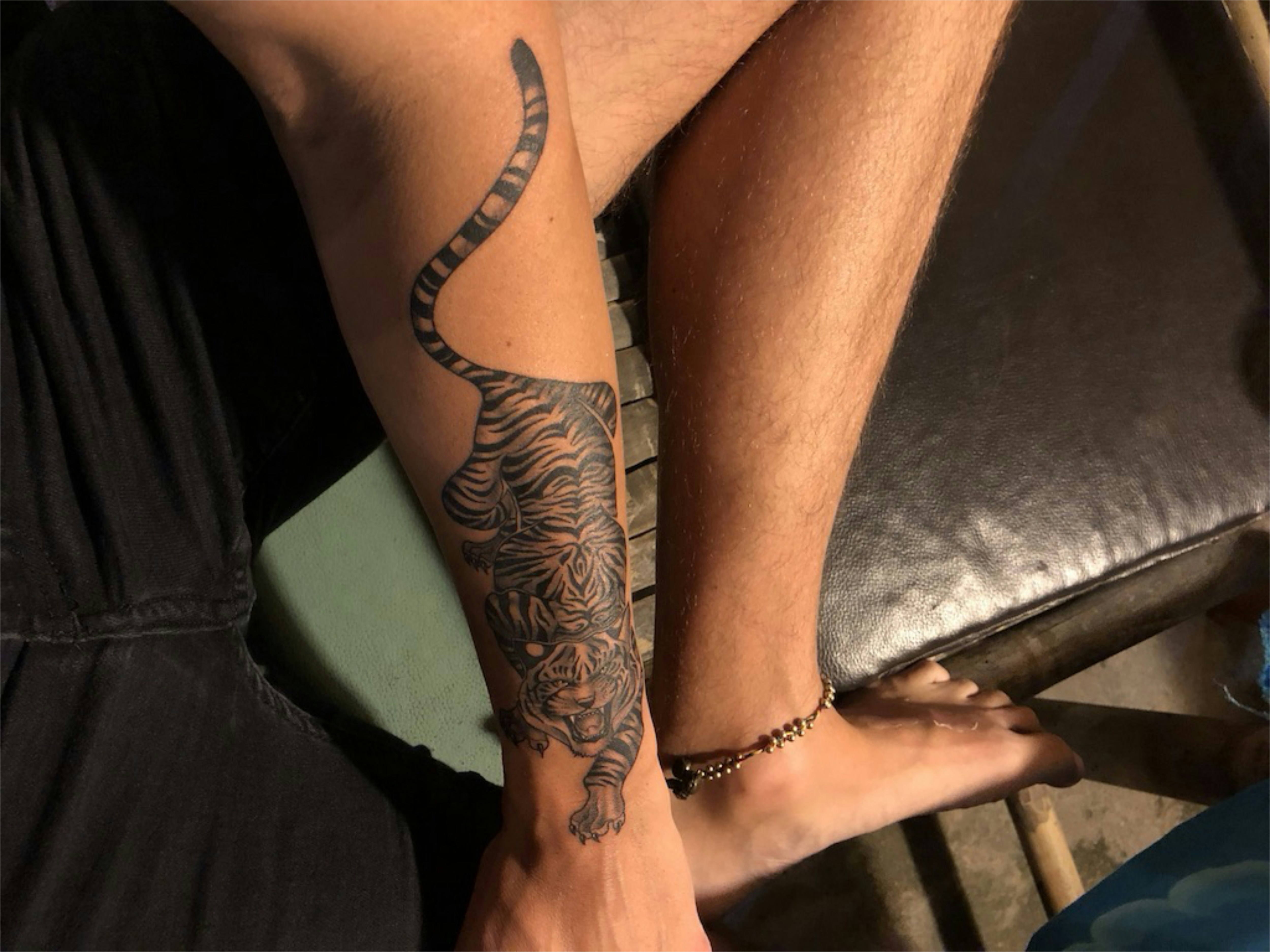 Person S Tiger Arm Tattoo Photo Free Skin Image On Unsplash