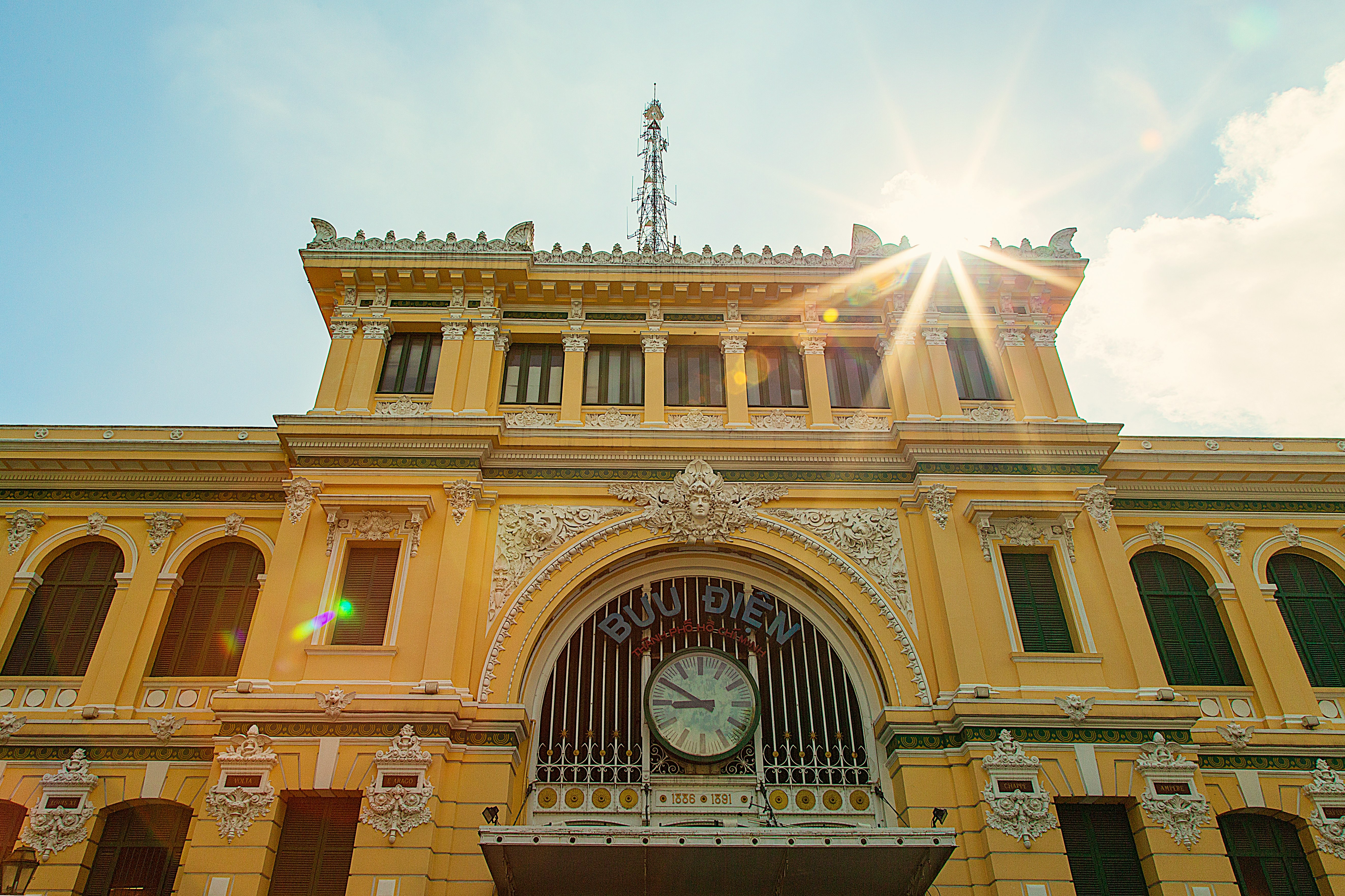 A photo taking in the Sunday morning in HCMC Central Post Office, with the light of sun.