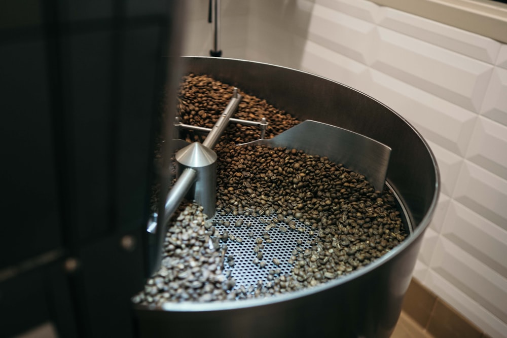 coffee beans being grinder