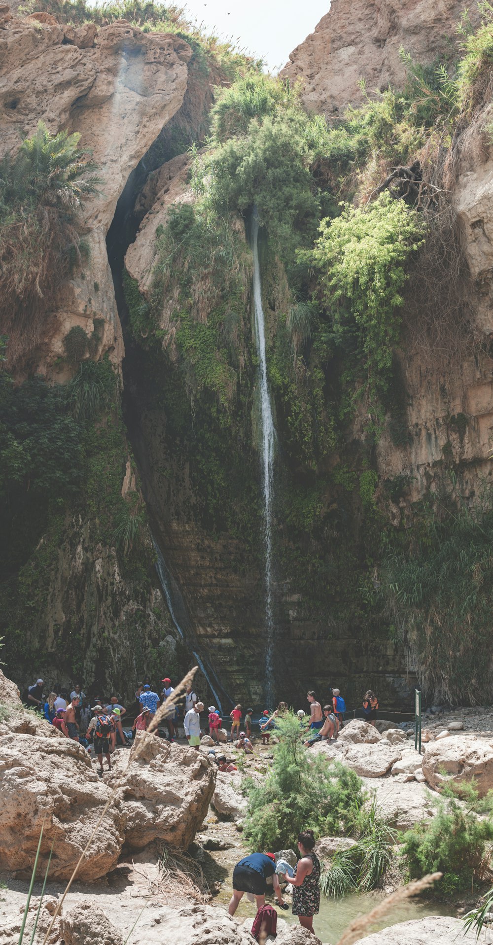 people near waterfalls
