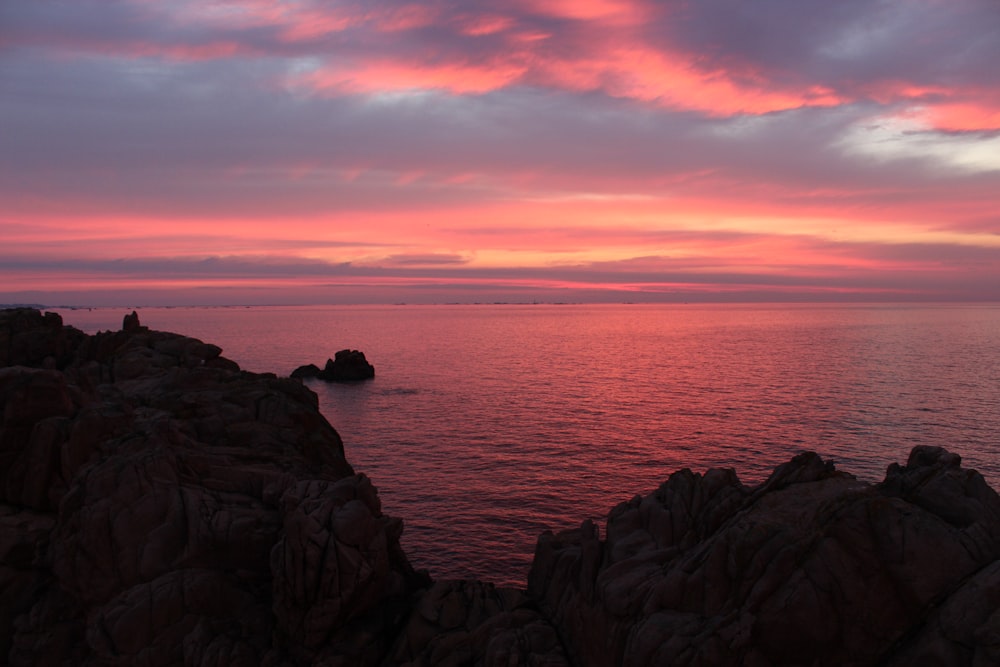 overlooking rock cliff and ocean