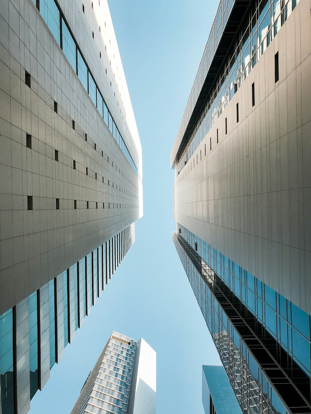 Fotografía de vista ocular de gusanos de un edificio blanco