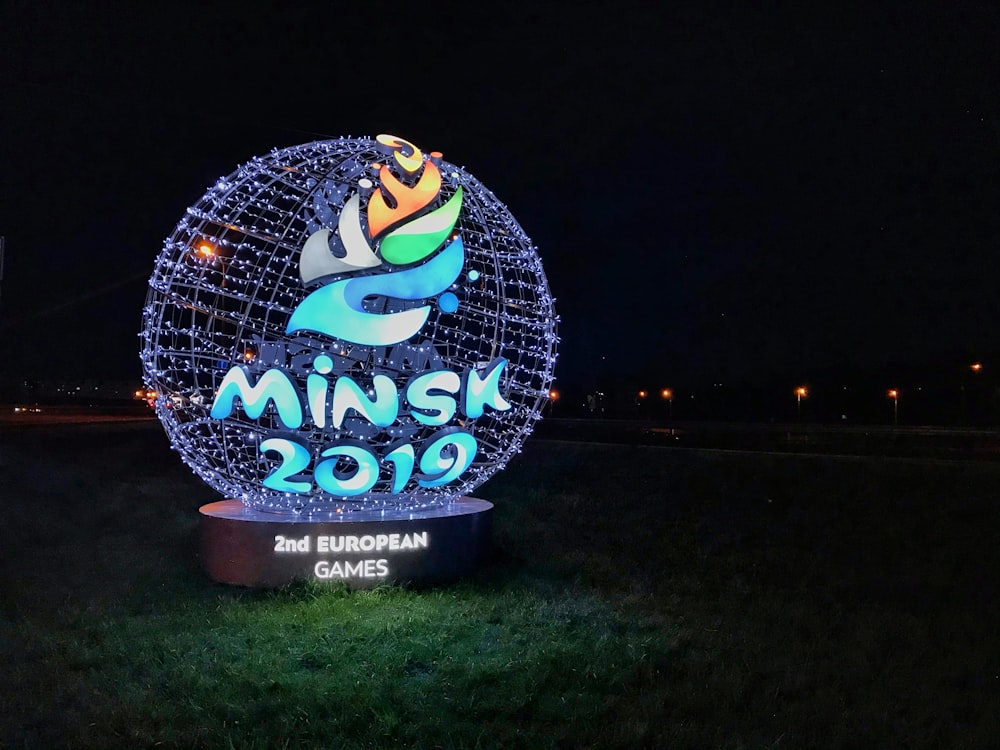 Minsk 2019 globe lighted signage