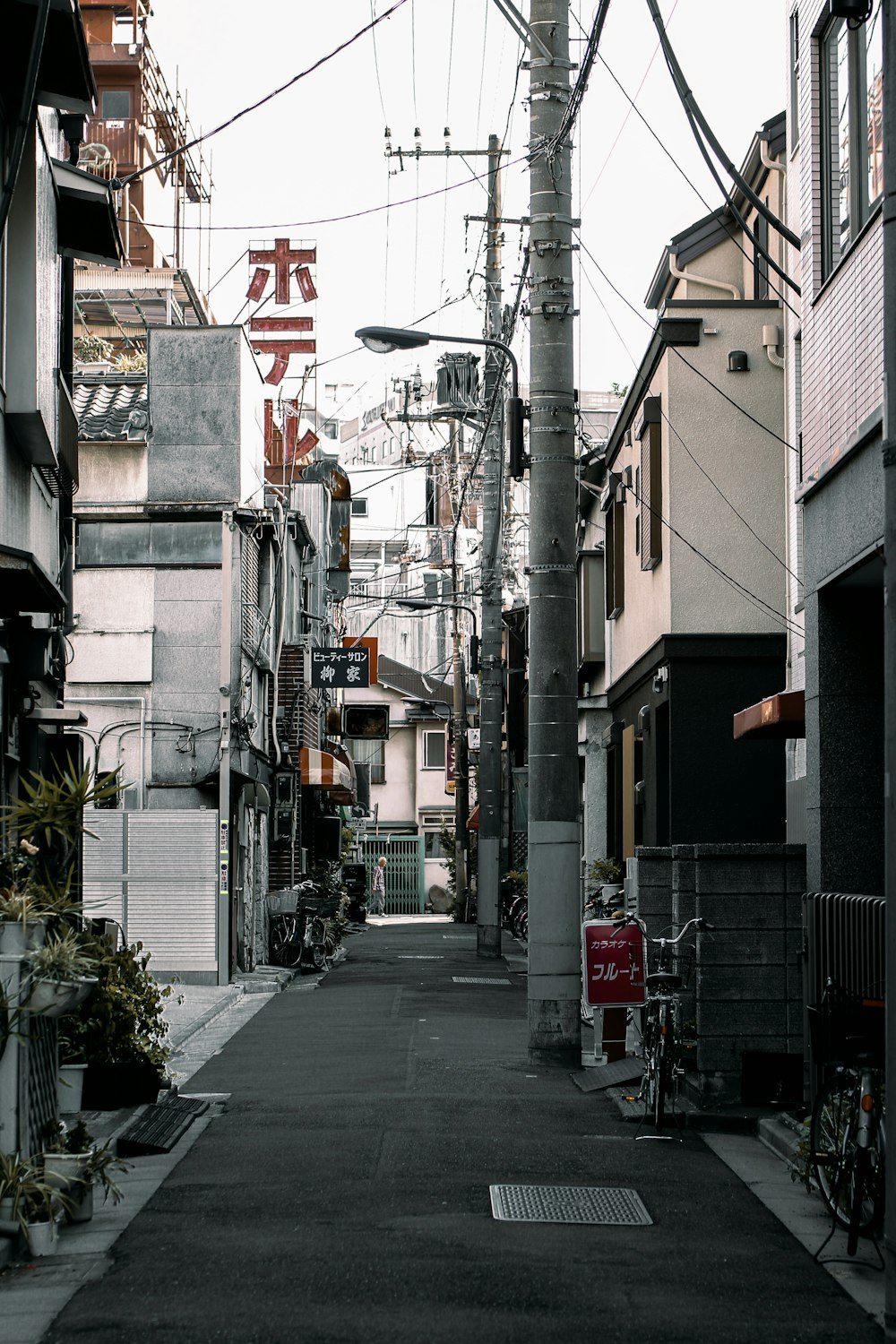 empty road between buildings