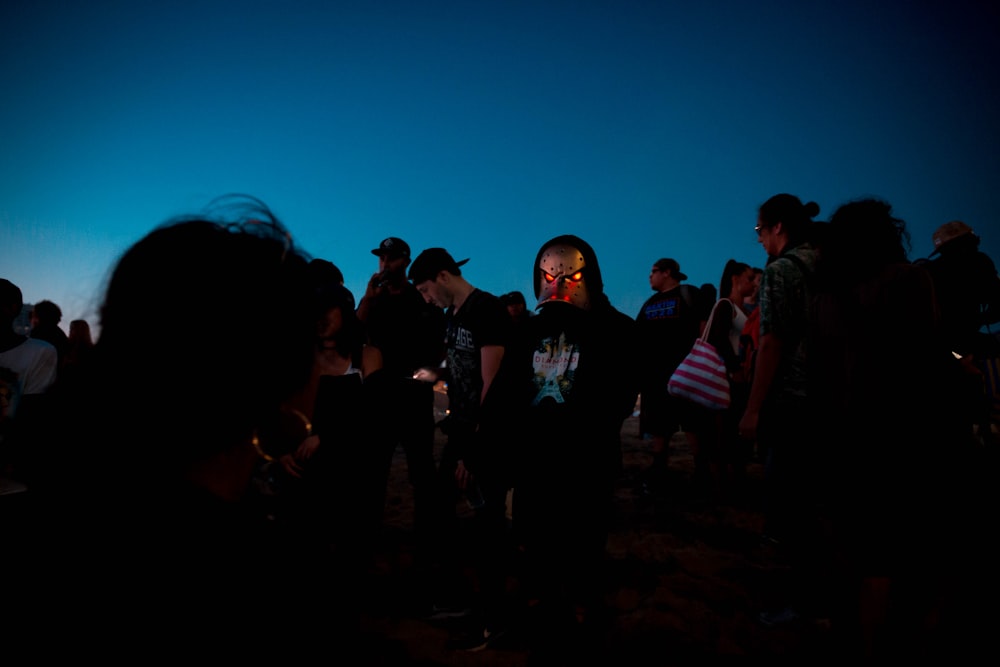 group of people gathering outside