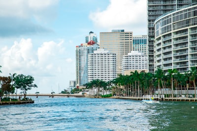 building near body of water miami teams background