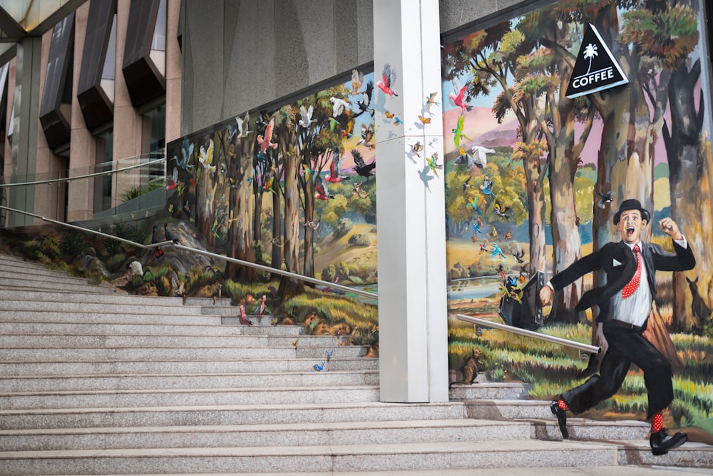 architectural photography of white stair