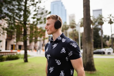 Person enjoying audio during a walk.