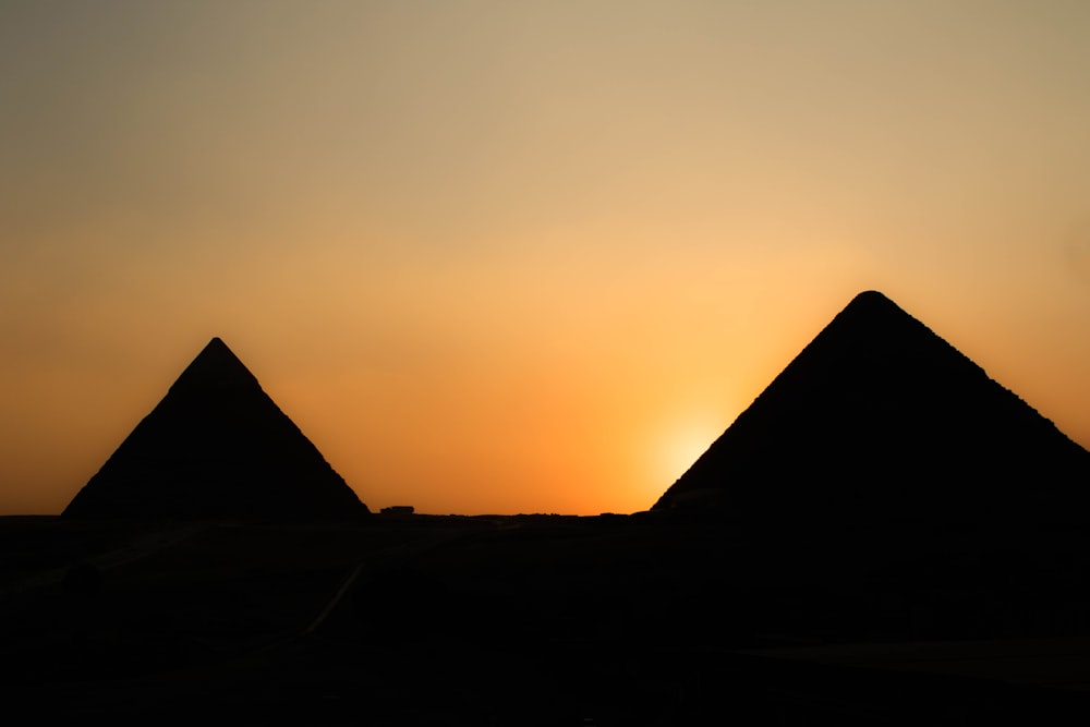 two pyramid during golden hour