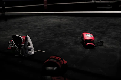 pair of red boxing gloves