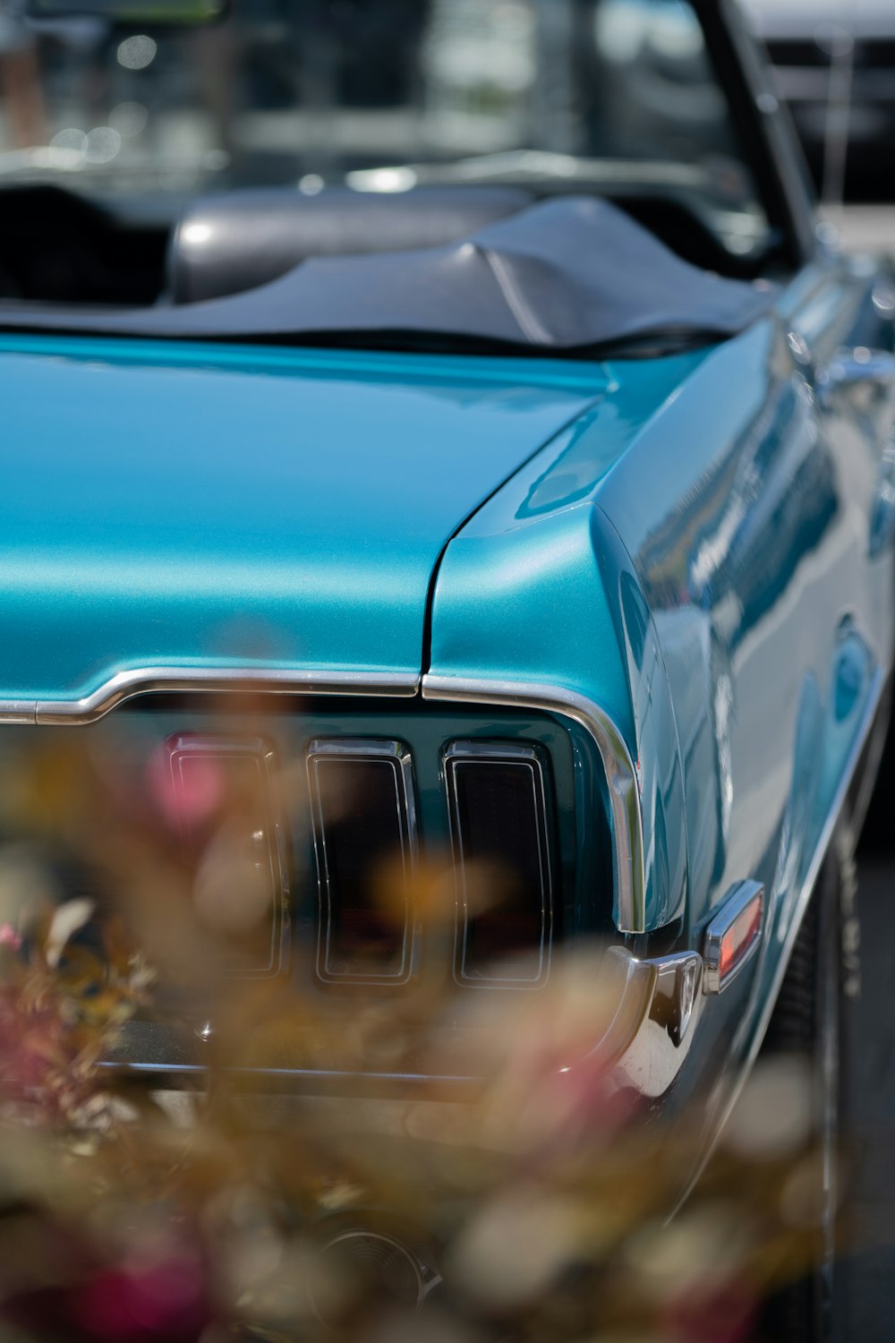 classic blue convertible coupe