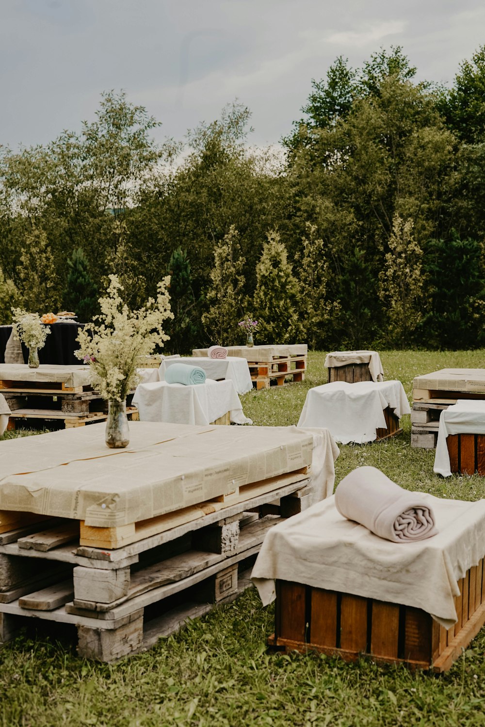 tables and chairs on grass