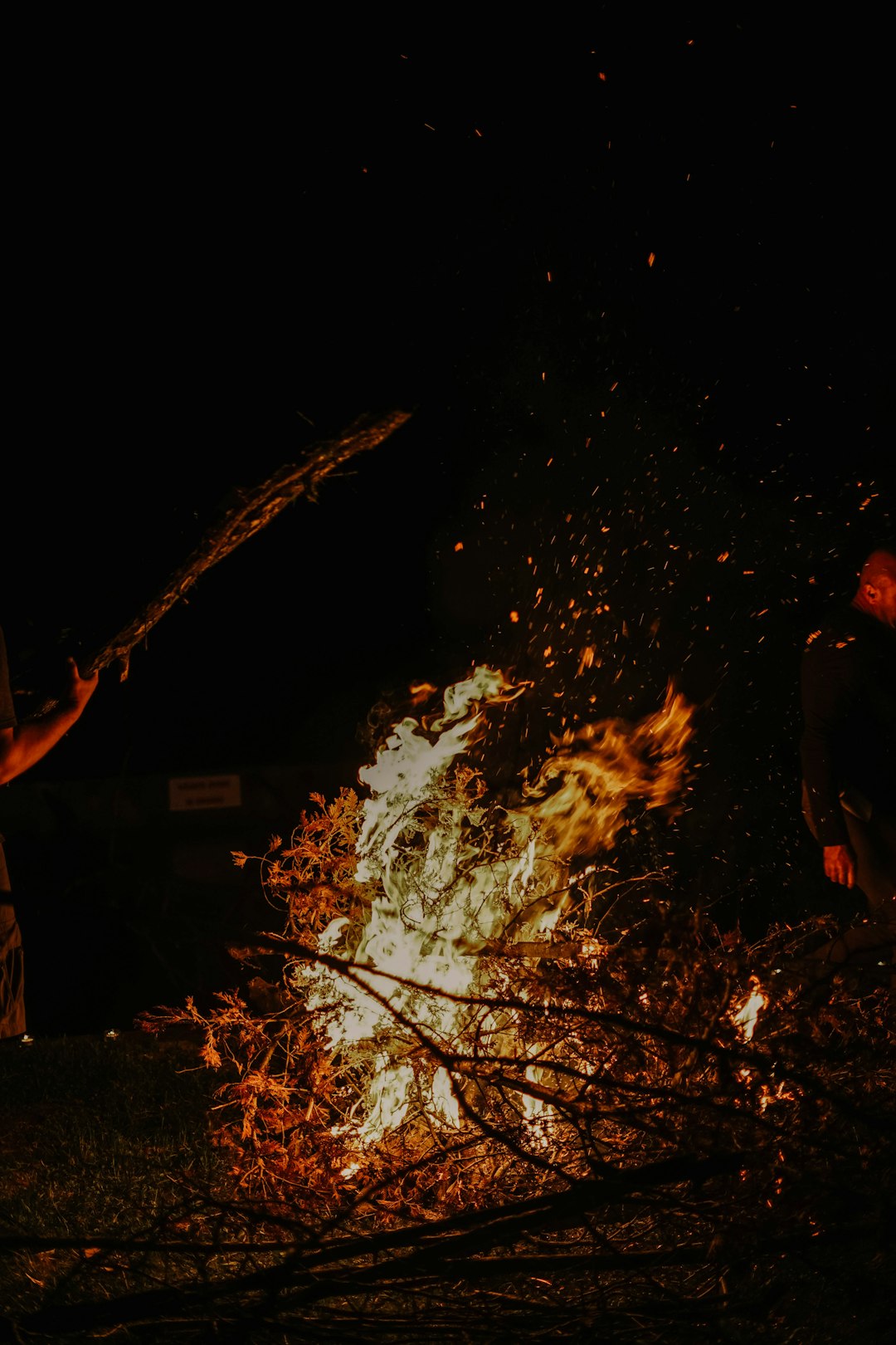 people standing near bonfire