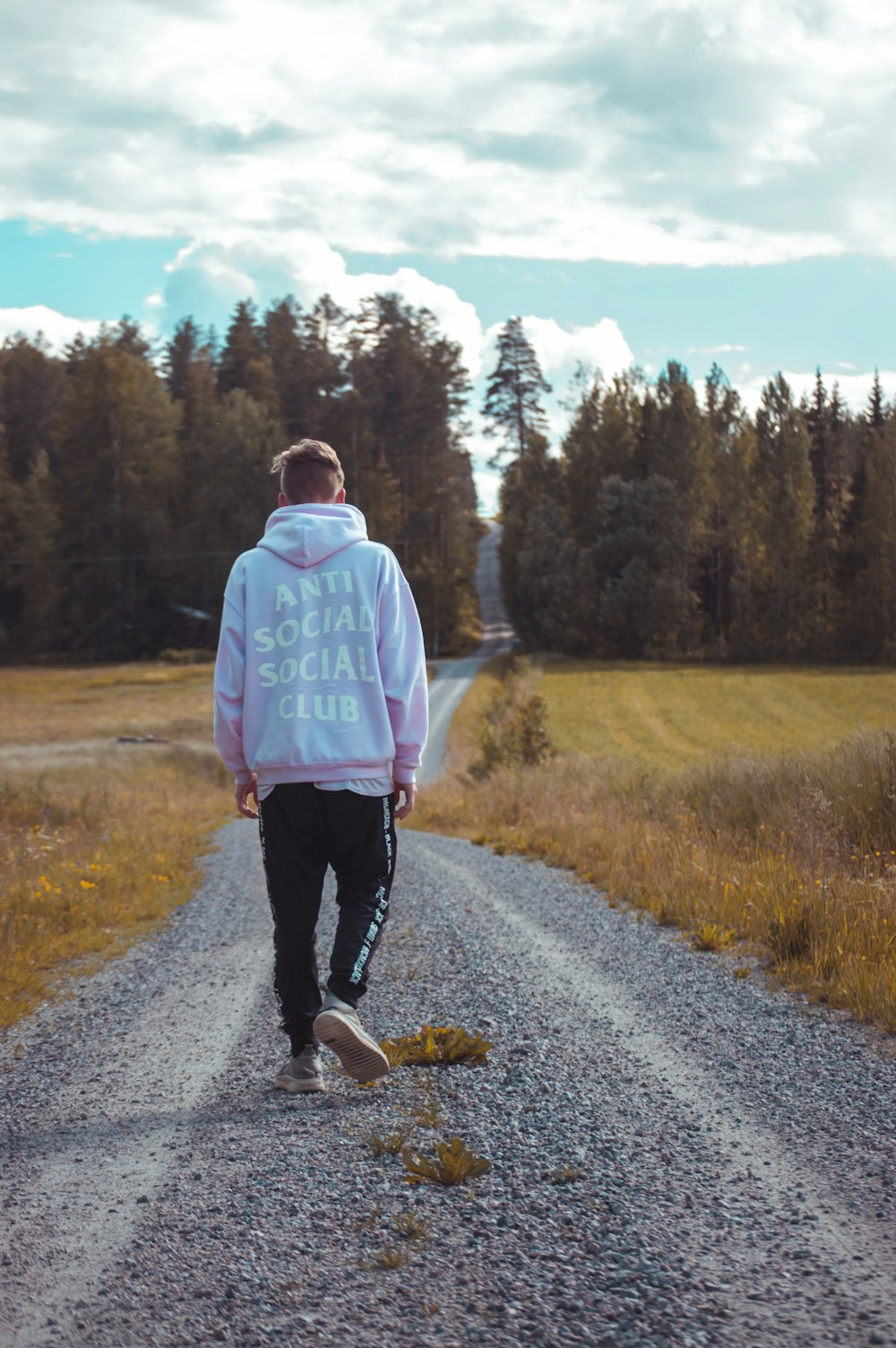 person walking in a road during daytime